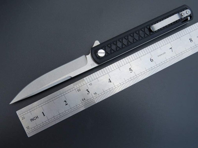 Eafengrow EF16 Folding Knife Flipper Ball Bearing Point D2 Blade G10 Handle with Pocket Clip Everday Carry Pocket Knife Liner Lock Camping Tactical Outdoor Multitool (Black) - Image 2