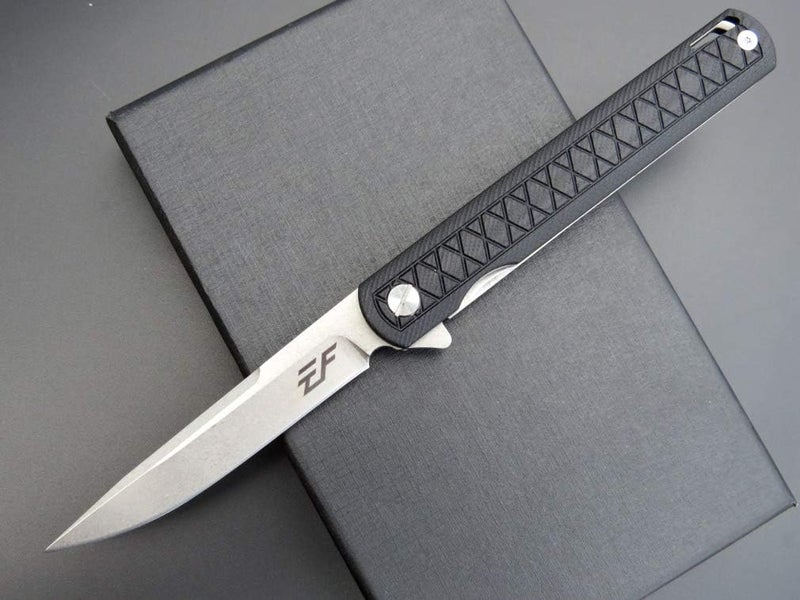 Eafengrow EF16 Folding Knife Flipper Ball Bearing Point D2 Blade G10 Handle with Pocket Clip Everday Carry Pocket Knife Liner Lock Camping Tactical Outdoor Multitool (Black) - Image 3