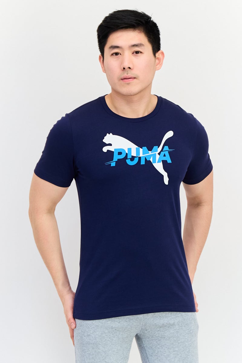 PUMA تي شيرت رياضي للرجال بأكمام قصيرة مناسب في الهواء الطلق، أزرق داكن - Image 1