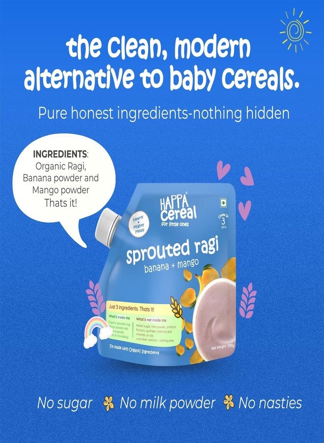 Happa Organic Baby Food Porridge Mix Cereal (Pack of 2 (200 G), Ragi + Cardamom & Ragi + Mango + Banana) - Image 2