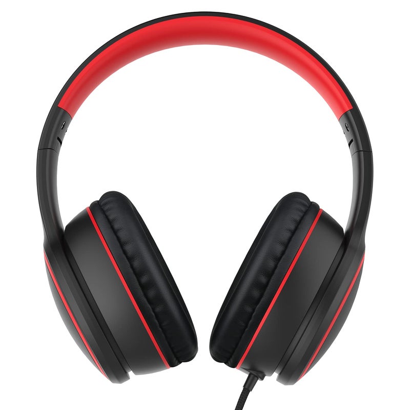 RORSOU R10 Over-Ear Headphones with Microphone, Lightweight Folding Stereo Bass Headset with 1.5M No-Tangle Cord, Portable Wired Headphones for Smartphone Tablet Computer MP3 / 4 (Black) - Image 2