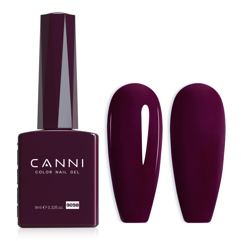 CANNI Dark Red Purple Gel Nail Polish, 1Pcs Burgundy Red Purple Color Nail Polish High Gloss Manicure Salon DIY - Image 1
