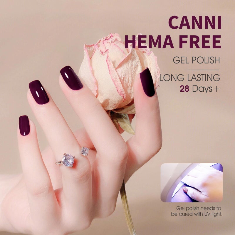 CANNI Dark Red Purple Gel Nail Polish, 1Pcs Burgundy Red Purple Color Nail Polish High Gloss Manicure Salon DIY - Image 3