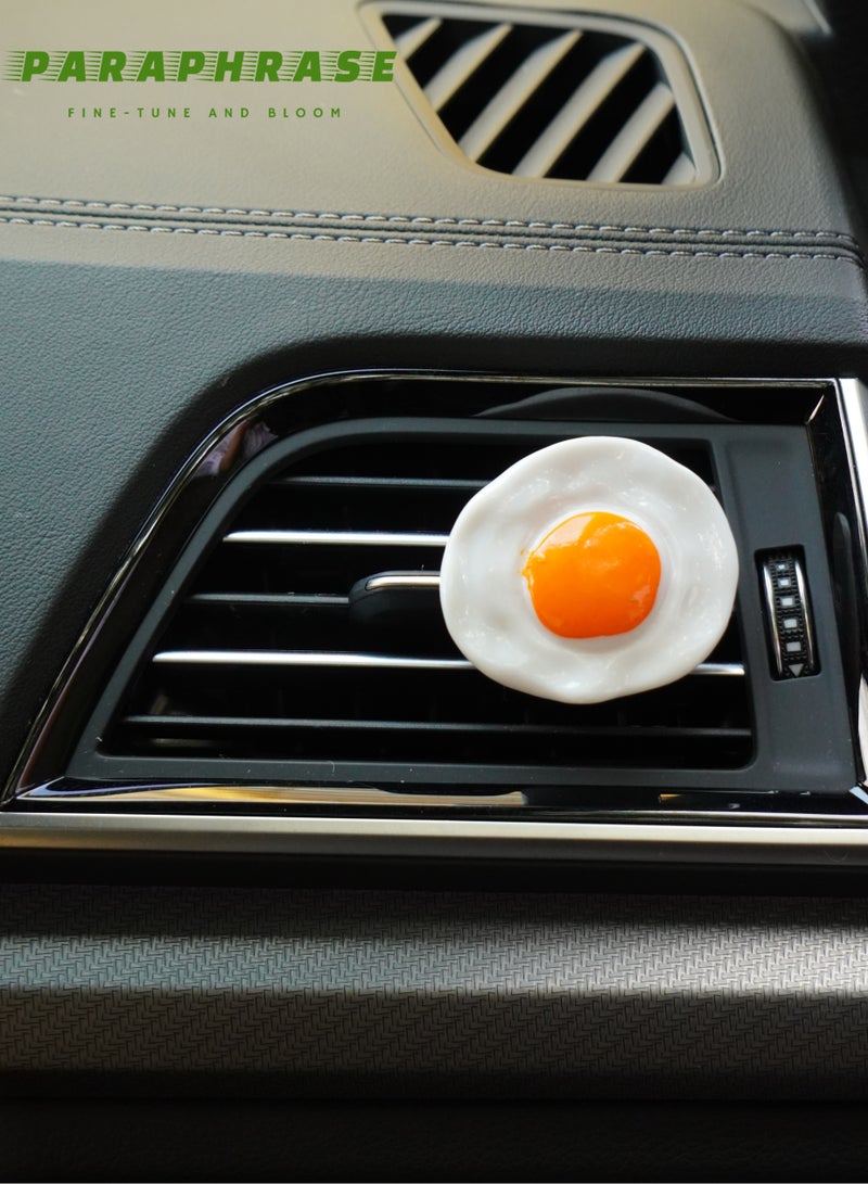 Paraphrase 3-Piece Car Air Vent Diffuser Clip Set, Cute Resin Car Air Freshener with Toast, Egg and Milk Design | Scented Cotton Pads Included, Aromatherapy for Car Interior Decoration - Image 2