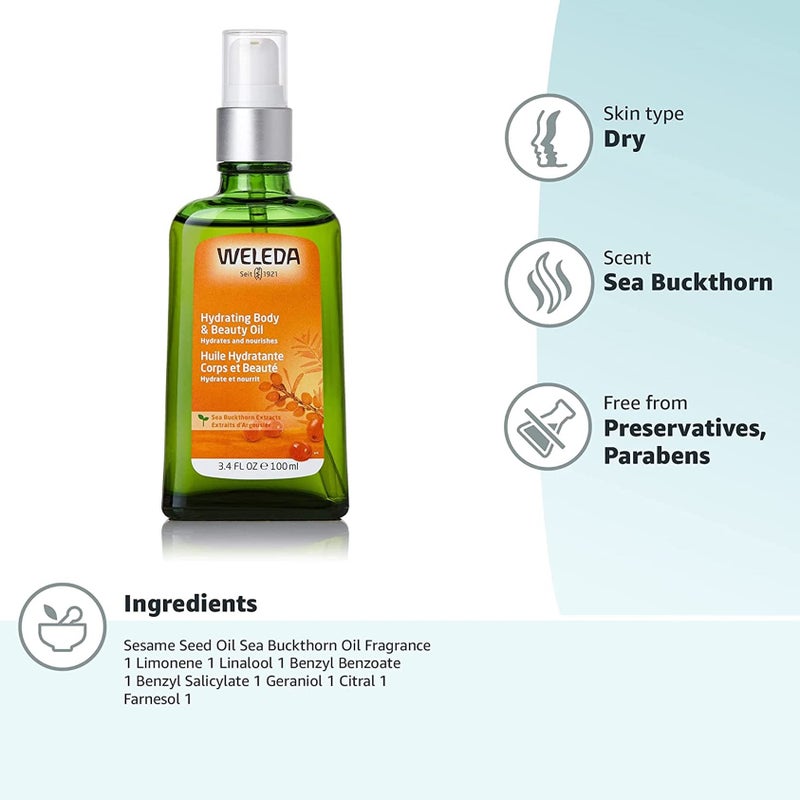 Weleda Hydrating Sea Buckthorn Body and Beauty Oil, 3.4 Fluid Ounce, Plant Rich Body and Beauty Oil with Sea Buckthorn and Sesame Oils - Image 3