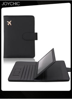 Joychic Business PU Leather Dustproof Passport Bag Rfid Multi-card Slot Multi-function Passport ID Passport Holder Creative Aircraft Certificate Storage Bag for Women Men Black  - Image 1