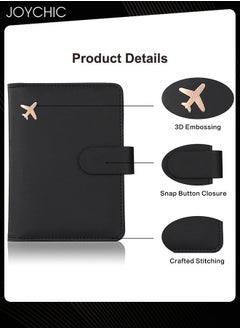 Joychic Business PU Leather Dustproof Passport Bag Rfid Multi-card Slot Multi-function Passport ID Passport Holder Creative Aircraft Certificate Storage Bag for Women Men Black  - Image 2