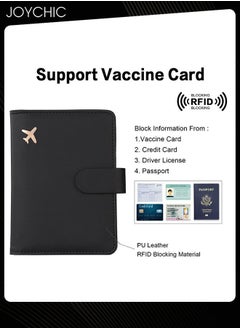 Joychic Business PU Leather Dustproof Passport Bag Rfid Multi-card Slot Multi-function Passport ID Passport Holder Creative Aircraft Certificate Storage Bag for Women Men Black  - Image 4