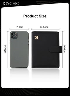 Joychic Business PU Leather Dustproof Passport Bag Rfid Multi-card Slot Multi-function Passport ID Passport Holder Creative Aircraft Certificate Storage Bag for Women Men Black  - Image 5