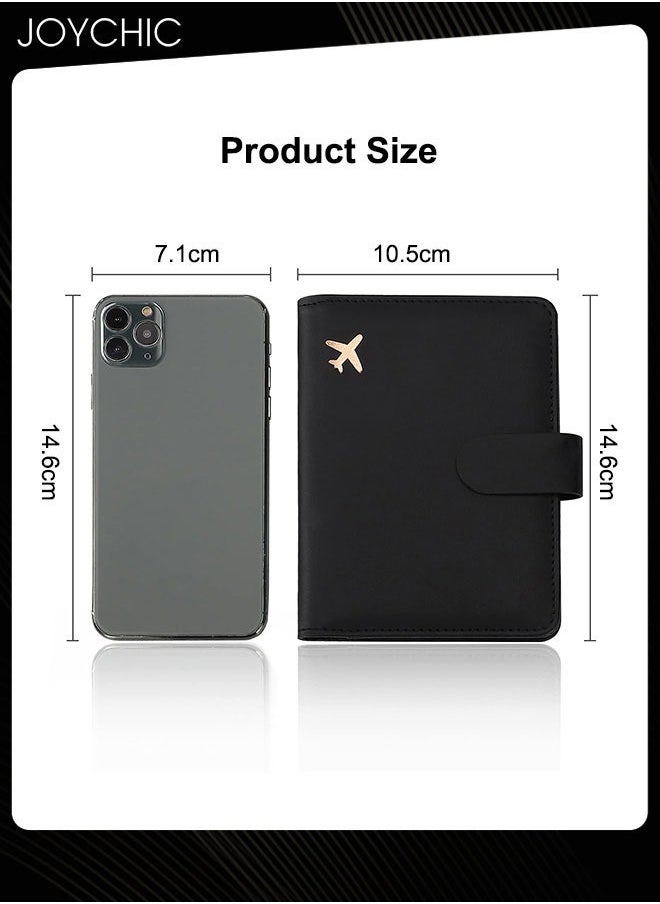 Joychic Business PU Leather Dustproof Passport Bag Rfid Multi-card Slot Multi-function Passport ID Passport Holder Creative Aircraft Certificate Storage Bag for Women Men Black  - Image 5