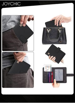 Joychic Business PU Leather Dustproof Passport Bag Rfid Multi-card Slot Multi-function Passport ID Passport Holder Creative Aircraft Certificate Storage Bag for Women Men Black  - Image 3