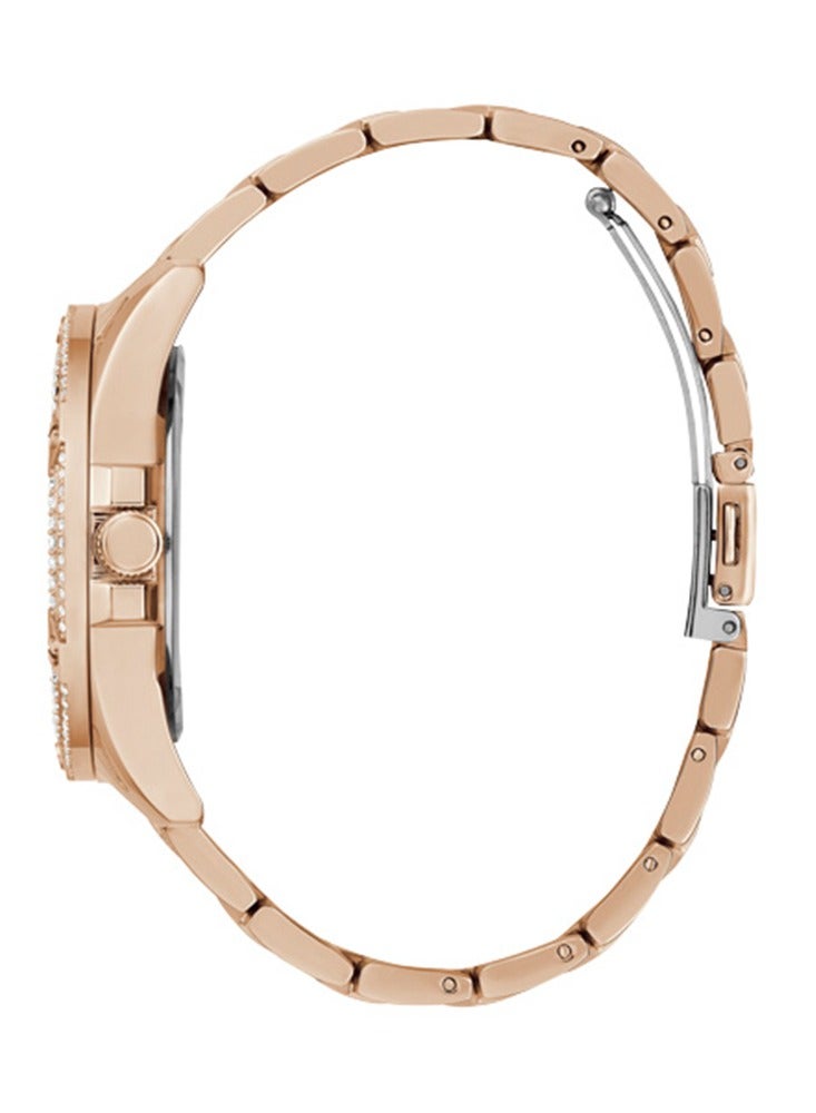 GUESS ساعة نسائية ذهبية وردية متعددة الوظائف بحزام من الفولاذ المقاوم للصدأ - GW0464L3 - Image 3