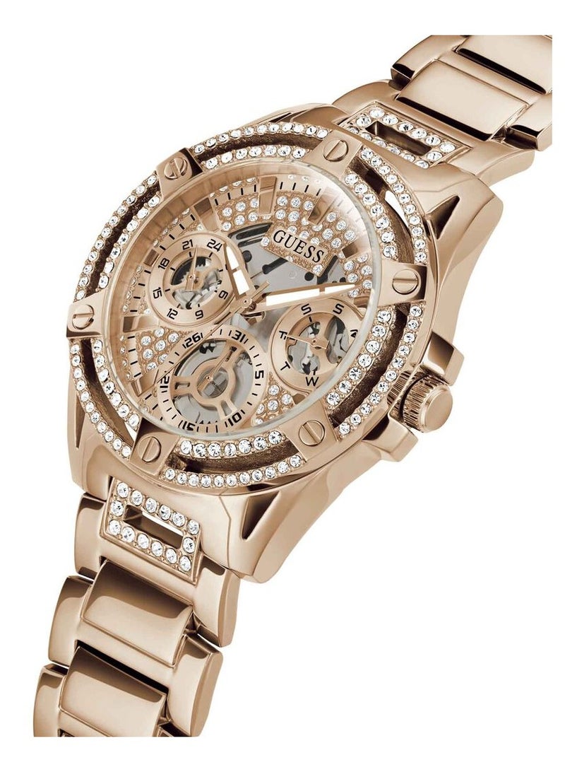 GUESS ساعة نسائية ذهبية وردية متعددة الوظائف بحزام من الفولاذ المقاوم للصدأ - GW0464L3 - Image 2
