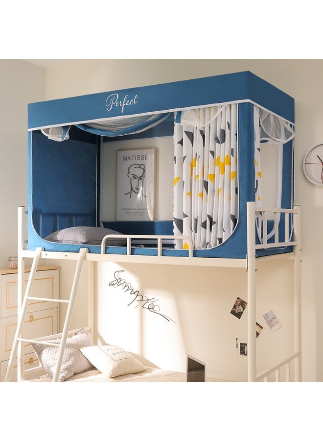 Y&D Blackout Upper Berth Bunk Bed Curtains Dormitory Room Lightproof Decorative Roommate Privacy Cover Canopy Photo Background Decor Backdrop Blackout Curtain 6 Panels with a Top - Image 1