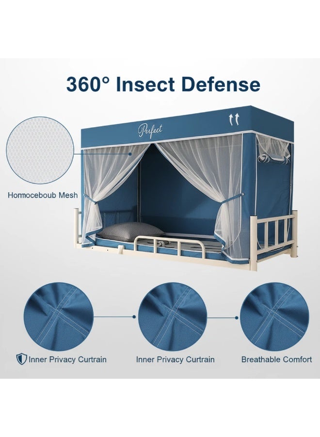 Y&D Blackout Upper Berth Bunk Bed Curtains Dormitory Room Lightproof Decorative Roommate Privacy Cover Canopy Photo Background Decor Backdrop Blackout Curtain 6 Panels with a Top - Image 5