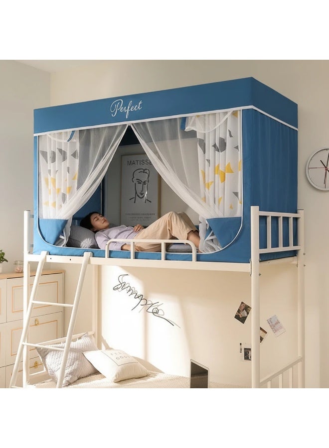 Y&D Blackout Upper Berth Bunk Bed Curtains Dormitory Room Lightproof Decorative Roommate Privacy Cover Canopy Photo Background Decor Backdrop Blackout Curtain 6 Panels with a Top - Image 3