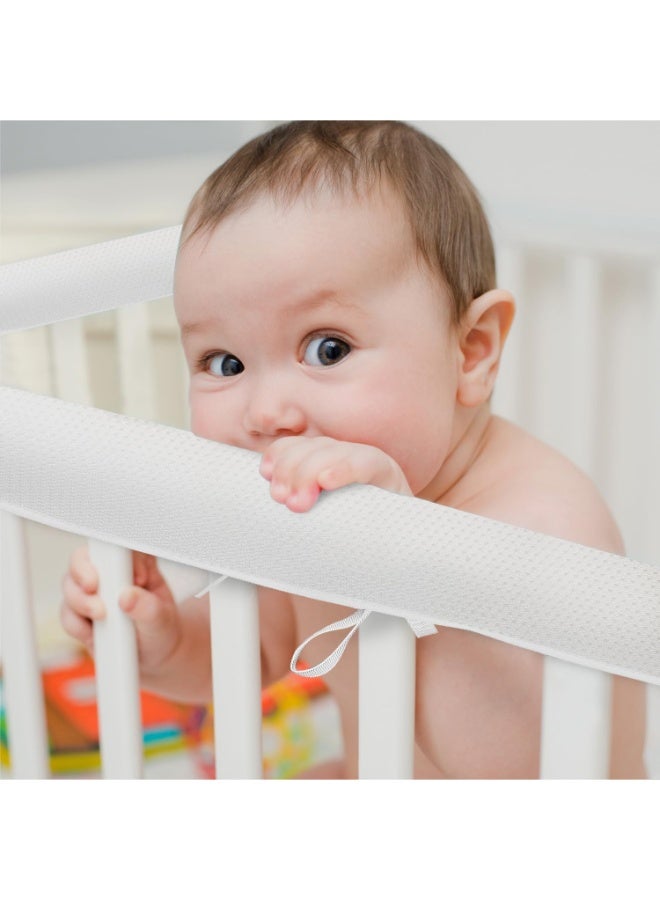 YelaJoy 3Pcs Crib Rail Covers for Teething, 3-pcs Soft Anti-Collision Strip Corner Cover, Crib Teething Rail Cover (Pink) - Image 2