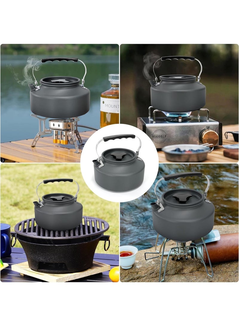 SYOSI Camping Kettle, Ultralight Durable Aluminium Tea and Coffee Pot, Portable Cooking Kettle with Carry Bag for Outdoor Picnic, Hiking, Fishing, Travel, Grey, 1.1L - Image 4