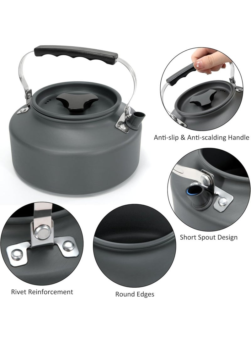 SYOSI Camping Kettle, Ultralight Durable Aluminium Tea and Coffee Pot, Portable Cooking Kettle with Carry Bag for Outdoor Picnic, Hiking, Fishing, Travel, Grey, 1.1L - Image 5