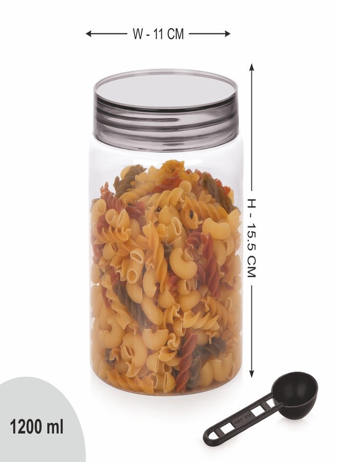Homeor مجموعة علب تخزين بلاستيكية من هومور مع ملعقة، محكمة الإغلاق وخالية من مادة BPA، مثالية لتخزين أدوات المطبخ، حاوية متعددة الاستخدامات، حاوية تخزين للثلاجة، سعة 1200 مل، طقم من 6 قطع، لون أسود - Image 2