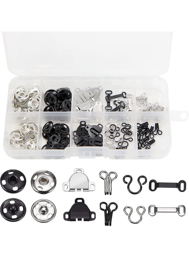 Hooks and Eyes Kit 100pcs 3 Patterns Sewing Skirts Hook and Eye Closure Metal Snap Buttons for Pants Dresses Bras Sewing Crafts  - Image 2