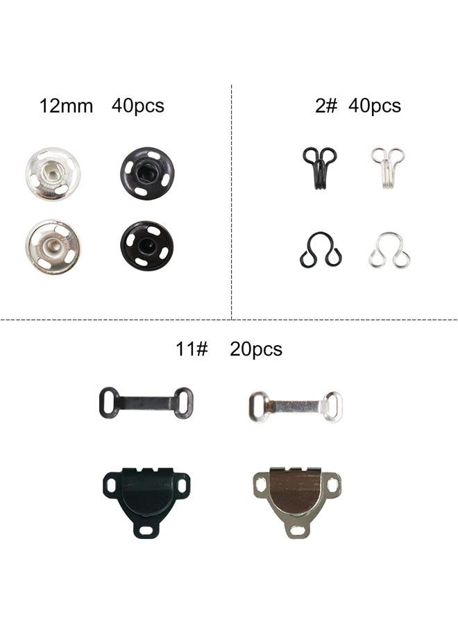 Hooks and Eyes Kit 100pcs 3 Patterns Sewing Skirts Hook and Eye Closure Metal Snap Buttons for Pants Dresses Bras Sewing Crafts  - Image 3