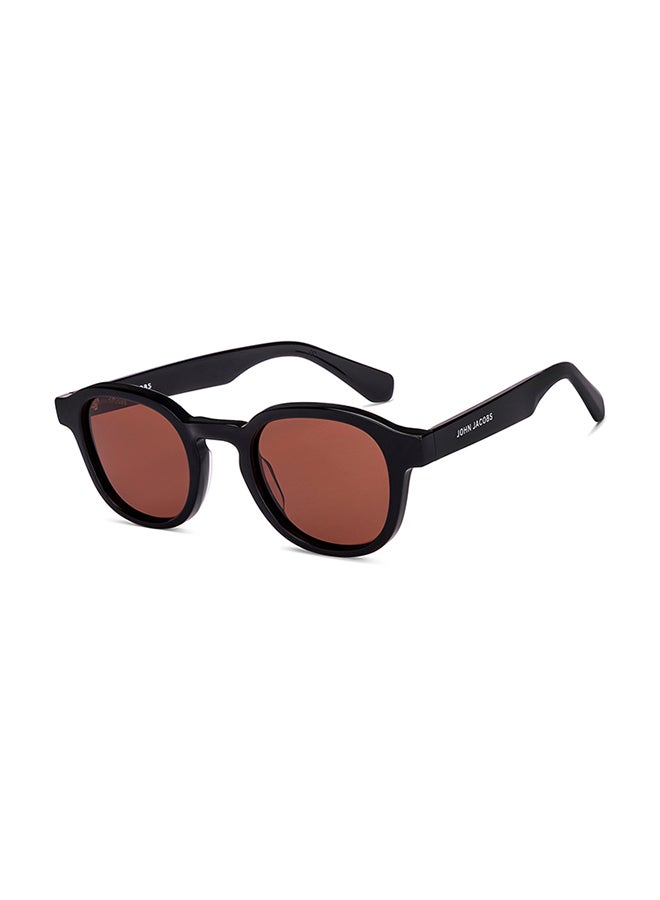 John Jacobs Unisex John Jacobs | Black - Brown | Full Rim Round Stylish & Premium UV Protected Sunglasses | JJ Acetate | Polarized and 100% UV Protected | Men & Women | Extra Wide | JJ S17337 - Image 1