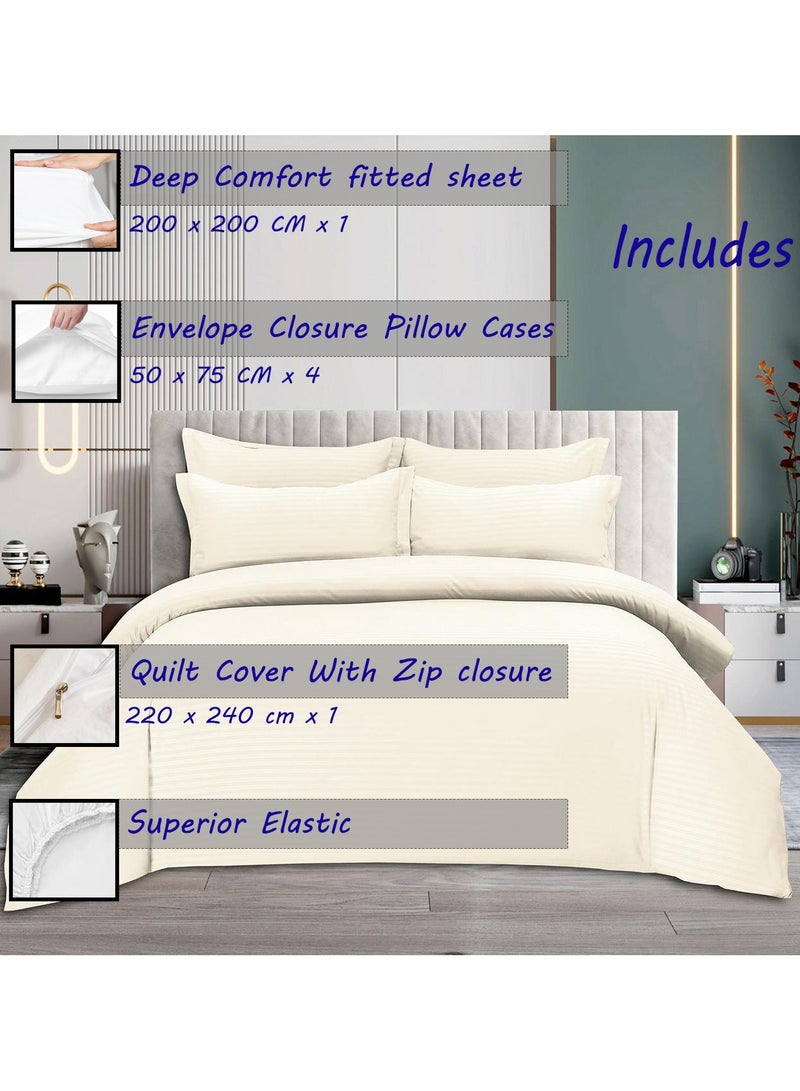 Hotel Duvet Cover Set 6 Pieces Cotton King Size Luxurious Bedding Set, Modern and Attractive Bedding Set with 1xFitted Sheet, 1xDuvet Cover, 4xPillow Cases - Image 3