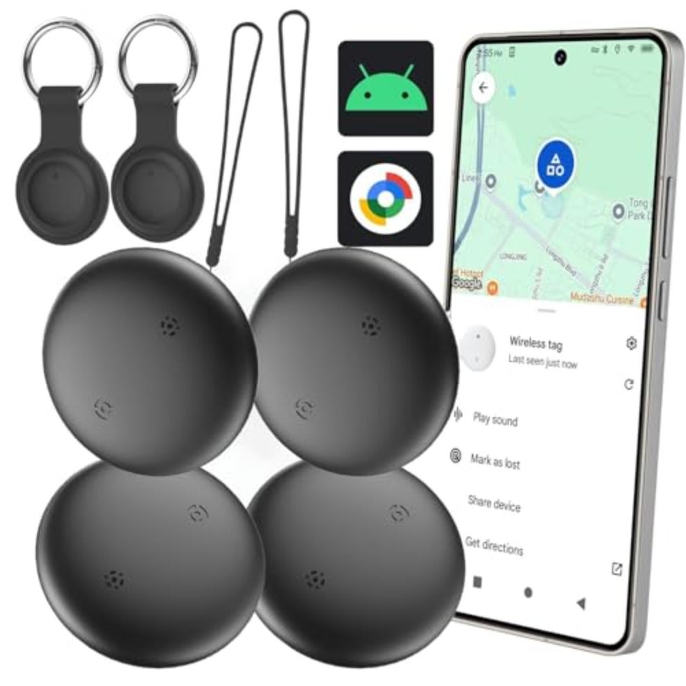 Android smart Tracker Tag -, Bluetooth GPS Tracker for Android Phones, Compatible with Google Find My Device, Item Locator for Luggage, Keys, Backpack, IP66 Waterproof
