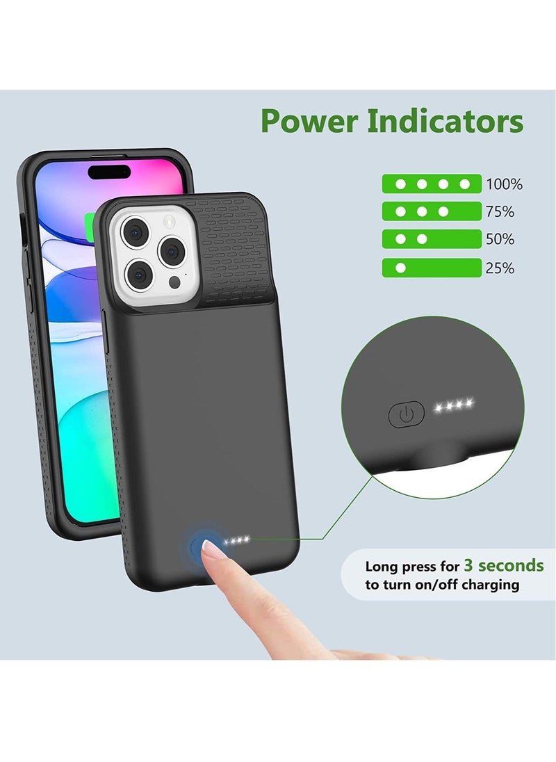 راكسوم حافظة بطارية لهاتف iPhone 14/14 Pro، حافظة شحن ذكية ممتدة قابلة لإعادة الشحن بقدرة 4500 مللي أمبير في الساعة مع واقي شاشة 1x، (6.1 بوصة) أسود - Image 3