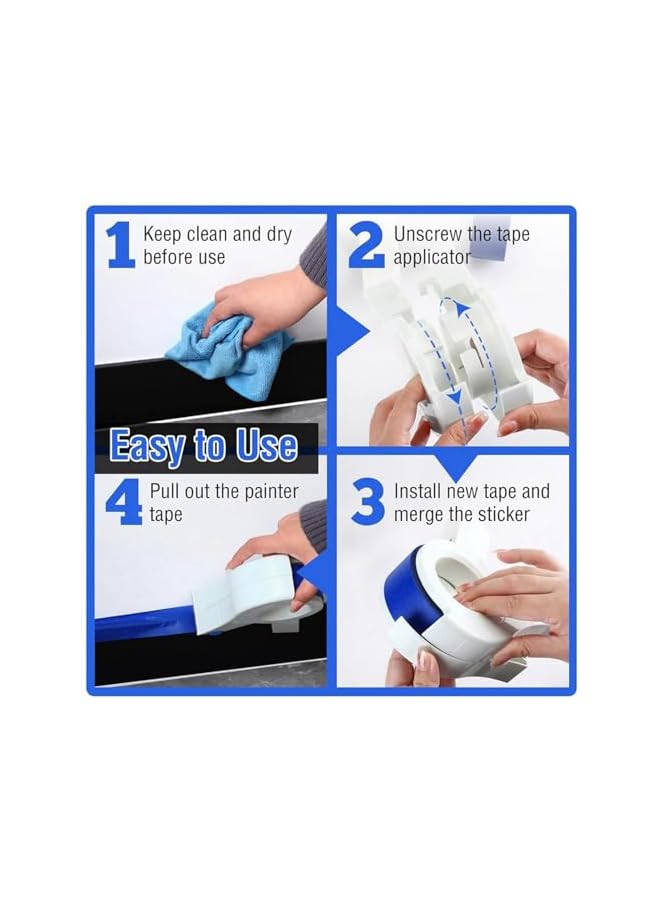 PROMASS Masking Paint Tape Applicator, Painters Tape Applicator with 5 Roll Blue Painter Tape, for Trim Window Door Frames, Quick and Precise Tape Cutting  - Image 5