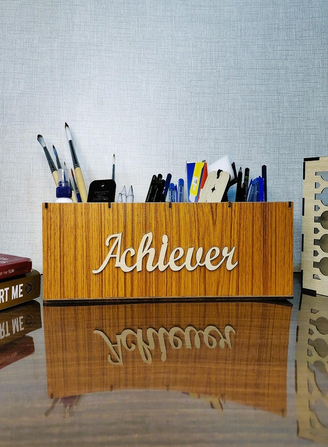 Premium Wooden Pen Stand & Mobile Holder | Desk Organizer for Office, Home & Study Table | Multipurpose Stationery Organizer with Compartments - Image 3