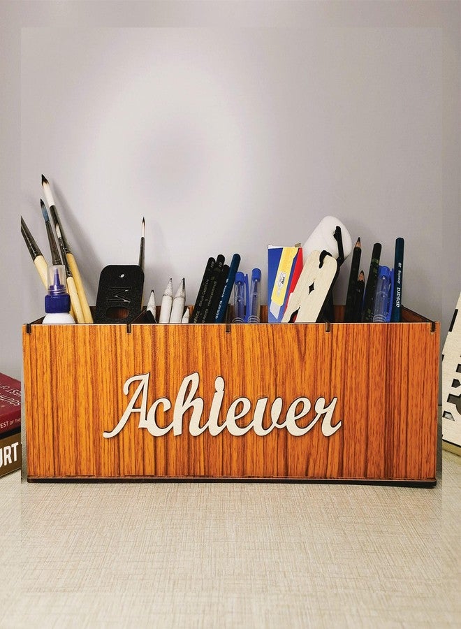 Premium Wooden Pen Stand & Mobile Holder | Desk Organizer for Office, Home & Study Table | Multipurpose Stationery Organizer with Compartments - Image 1