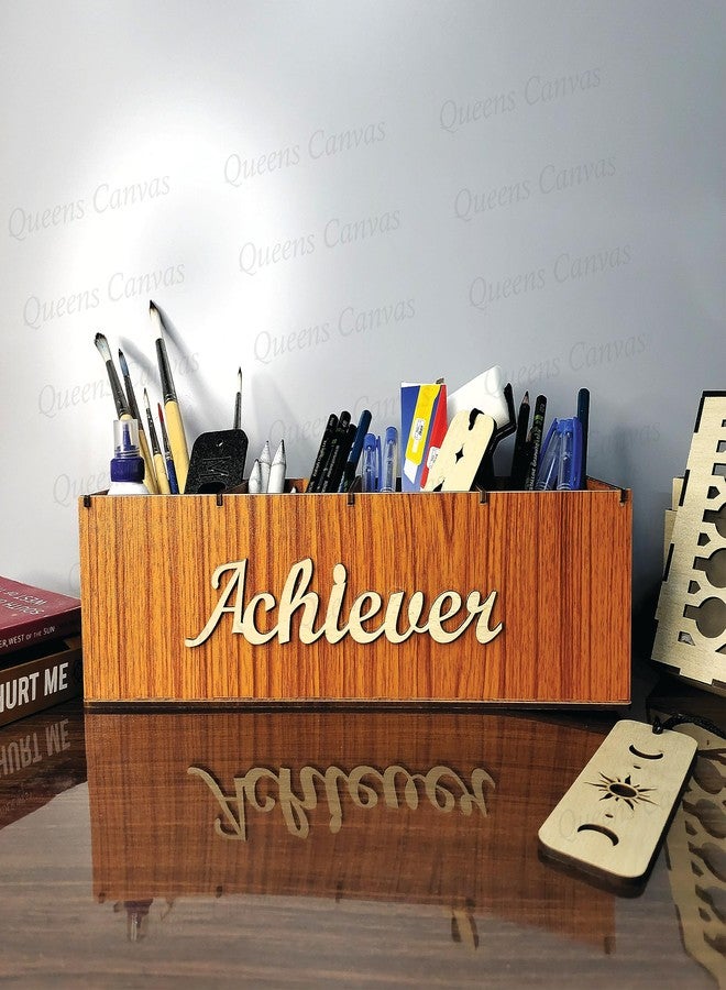 Premium Wooden Pen Stand & Mobile Holder | Desk Organizer for Office, Home & Study Table | Multipurpose Stationery Organizer with Compartments - Image 2