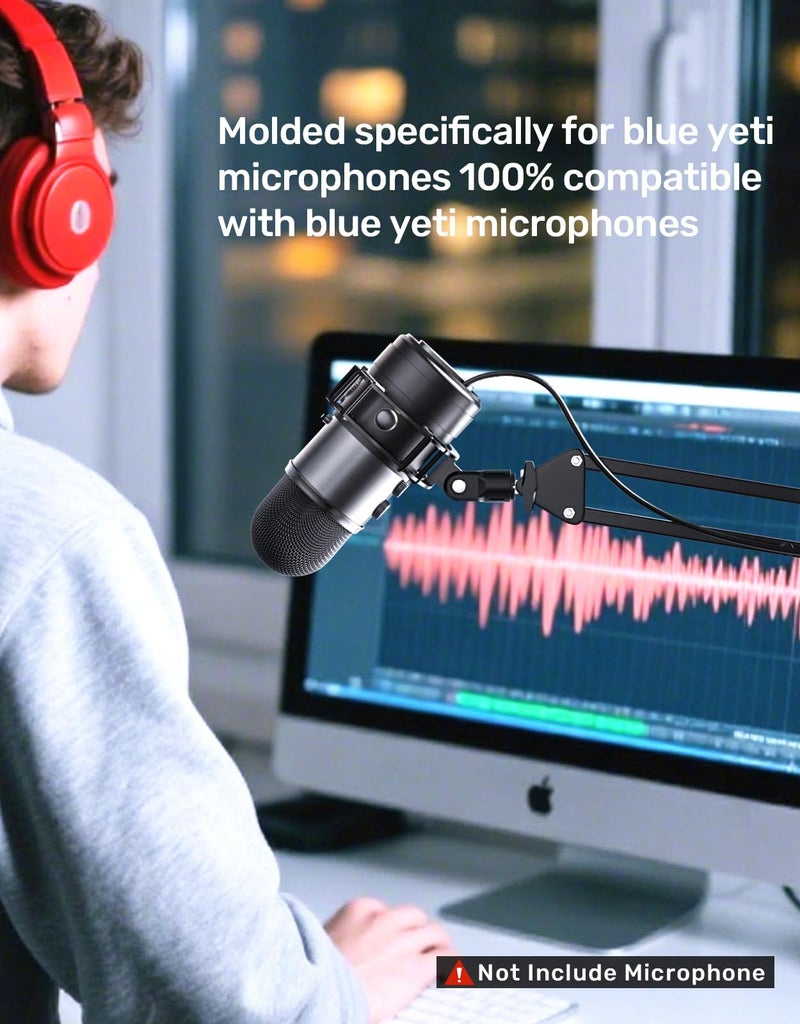 Borenbuir Custom Built Shock Mount with Pop Filter for Blue Yeti Microphones, Metal/Plastic Frame, Anti-Vibration Suspension, Floor Mount - Image 2