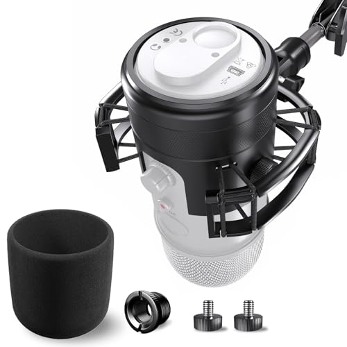 Borenbuir Custom Built Shock Mount with Pop Filter for Blue Yeti Microphones, Metal/Plastic Frame, Anti-Vibration Suspension, Floor Mount - Image 1
