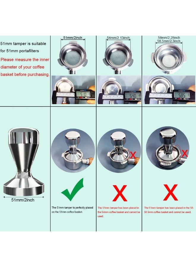 ديوموس الفولاذ المقاوم للصدأ القهوة التلاعب باريستا إسبريسو التلاعب 51 مم قاعدة حبوب القهوة الصحافة - Image 2