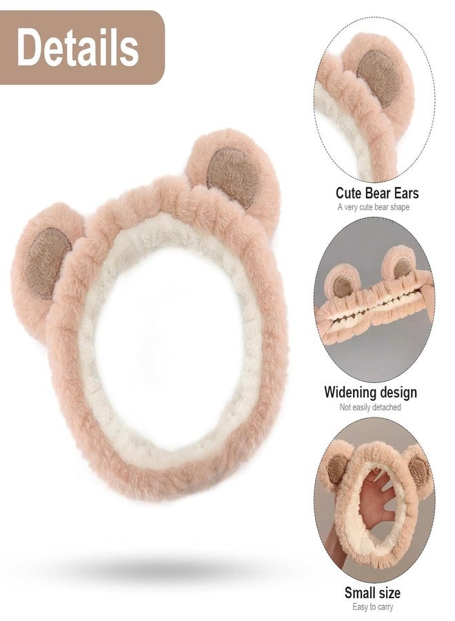 Corsula Headband Skincare Bear Hairband Make-up Hair Band for Yoga, Make-Up, Washing, Face, Shower, Beauty, Skin Care Pack of 3 Wrist Wash Band,Spa Head Band (Beige, Regular) - Image 3