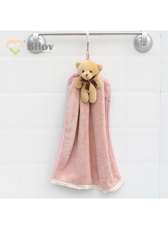 Cartoon Animal Bear Hand Towel Absorbent Coral Velvet Bear Souvenir Bathroom Hanging Absorbent Towel Dropshipping