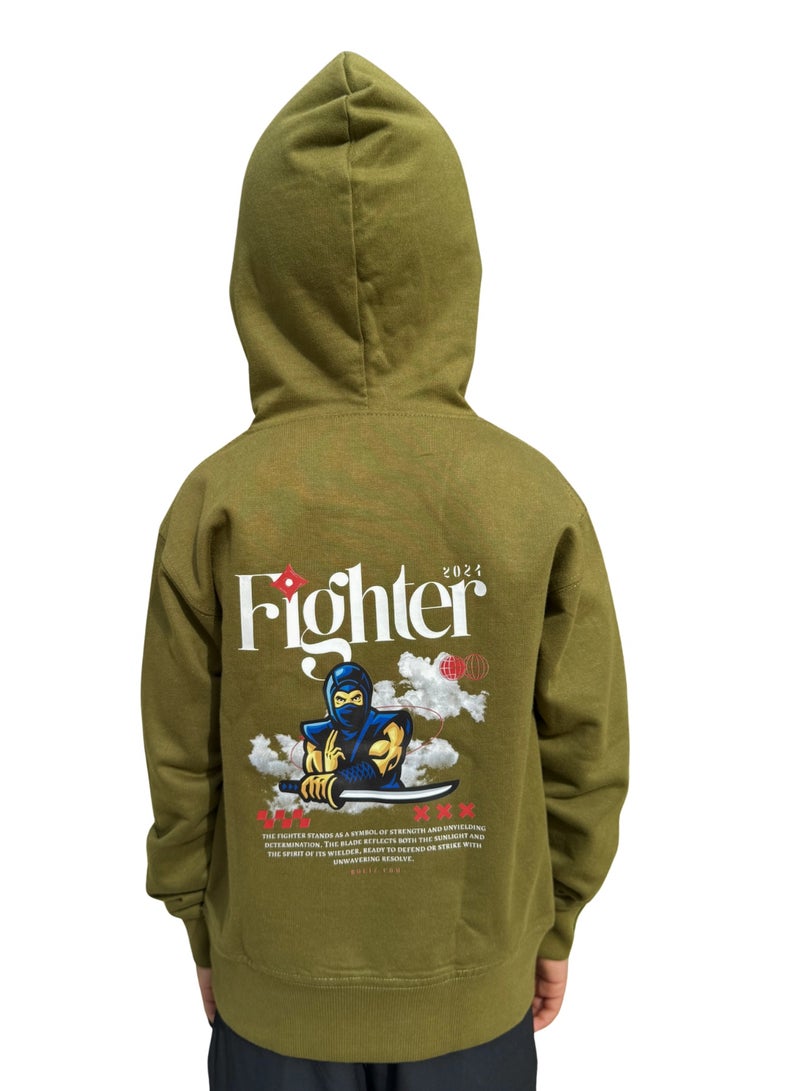 Boeiz Stylish Olive Green Color Hoodie for Boys - Image 2