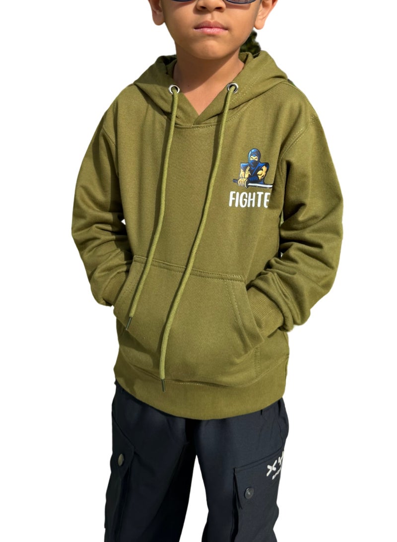 Boeiz Stylish Olive Green Color Hoodie for Boys - Image 1