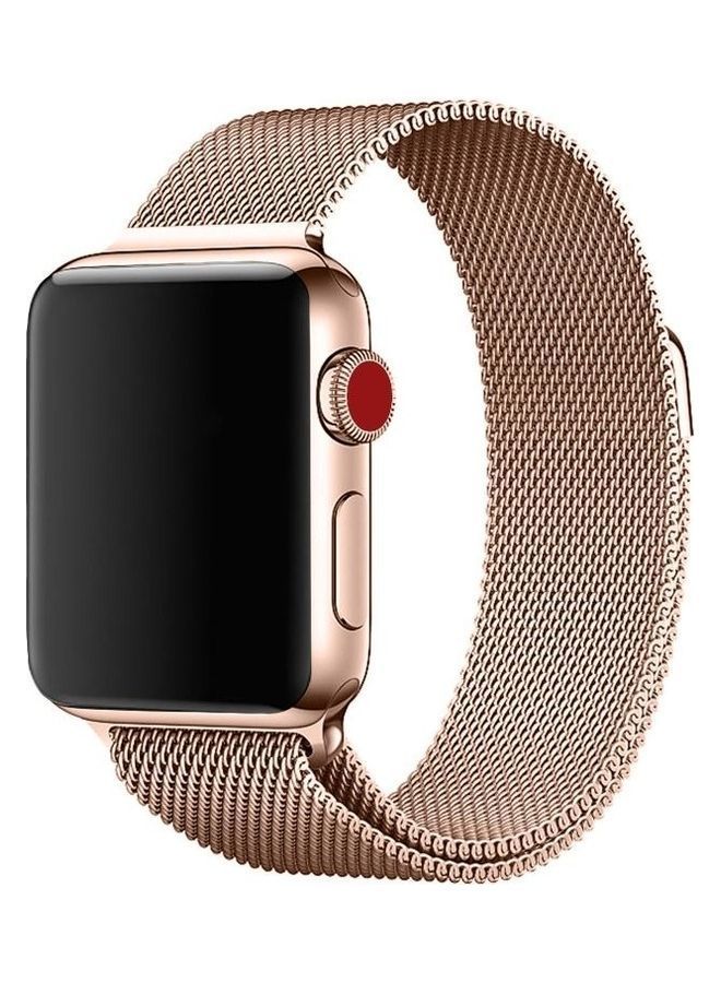 NIBEMINENT Magnetic Replacement Strap For Apple Watch Series 6/SE/5/4/3/2/1 Rose Gold - Image 2