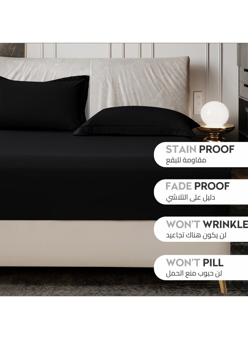 Donetella Bedding Fitted Sheet - Fits 200x200 Cm For Super King Bed - 3 Pcs (1 Fitted Sheet and 2 Pillowcases) - 35 Cm Deep Pocket - Solid Bed Sheet  - Image 2