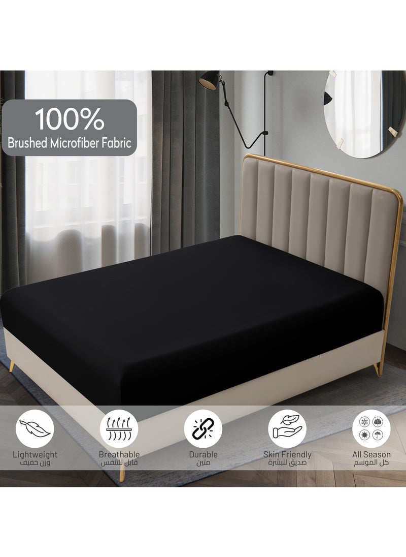 Donetella Bedding Fitted Sheet - Fits 200x200 Cm For Super King Bed - 3 Pcs (1 Fitted Sheet and 2 Pillowcases) - 35 Cm Deep Pocket - Solid Bed Sheet  - Image 4