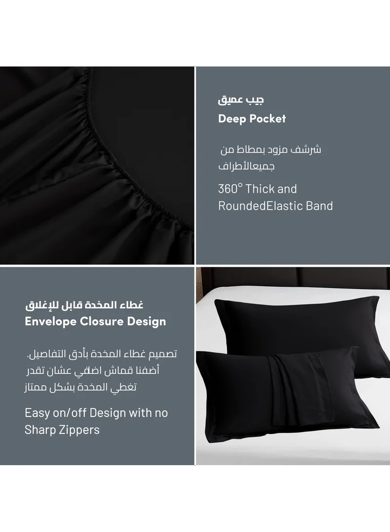 Donetella Bedding Fitted Sheet - Fits 200x200 Cm For Super King Bed - 3 Pcs (1 Fitted Sheet and 2 Pillowcases) - 35 Cm Deep Pocket - Solid Bed Sheet