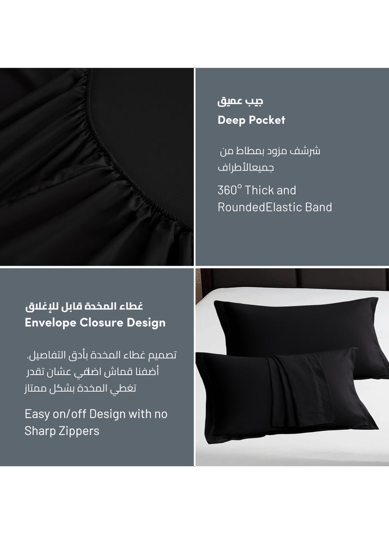 Donetella Bedding Fitted Sheet - Fits 200x200 Cm For Super King Bed - 3 Pcs (1 Fitted Sheet and 2 Pillowcases) - 35 Cm Deep Pocket - Solid Bed Sheet  - Image 5