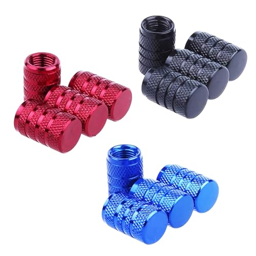 INIMAGINE 12 Pcs Car Tyre Valve Caps, Tyre Valve Cap, Tubeless Tyre Valve Durable Valve end Caps Suitable for Motorcycles and Bicycles Black Blue Red(1.68 * 1.1cm/0.66 * 0.43in) - Image 1