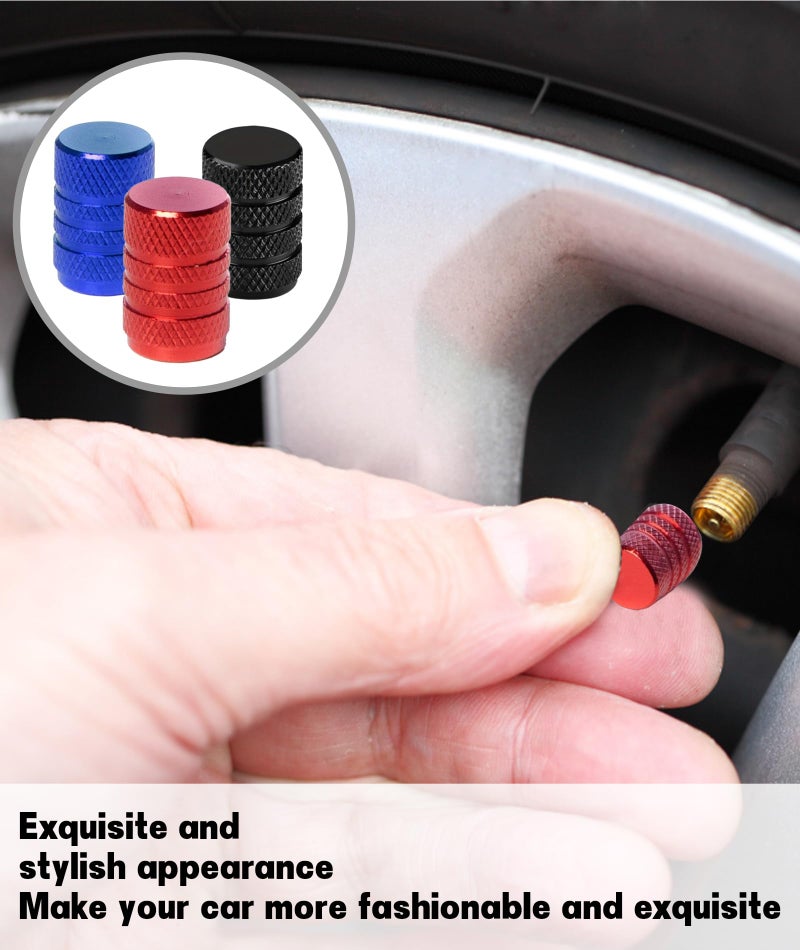 INIMAGINE 12 Pcs Car Tyre Valve Caps, Tyre Valve Cap, Tubeless Tyre Valve Durable Valve end Caps Suitable for Motorcycles and Bicycles Black Blue Red(1.68 * 1.1cm/0.66 * 0.43in) - Image 4
