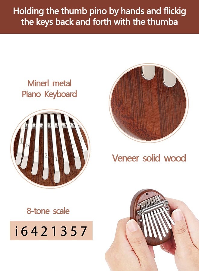 Organizer Mini Thumb Piano 8 Keys Wooden Finger Piano With Lanyard, Musical Instrument, Gift For Valentine's Day, Perfect For Adult Beginners & Music Lovers  - Image 3