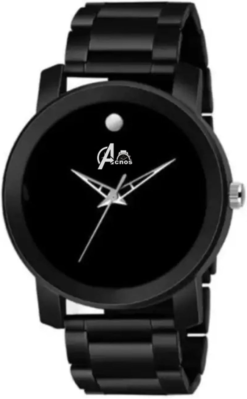 Acnos Polyurethane Plain Dial Speedbelt Analogue Casual Watch for Men Boy - Black Case and Band (Pack of 1) - Image 5